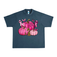 Midnight Navy Breast Cancer We Wear Pink with Pumpkin and Ribbon Urban Heavy Tee - texasbilliewilder