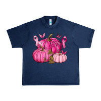 Navy Breast Cancer We Wear Pink with Pumpkin and Ribbon Urban Heavy Tee - texasbilliewilder