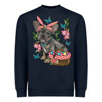Navy easter french bulldog Heavyweight Sweatshirt - RanaPortraitStore