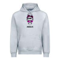 Heather Grey Purple Glitter, Leopard Patterned Mom Skull Urban Hoodie - Bettercallsaul