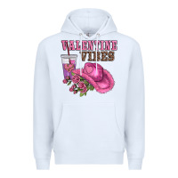 White valentines day valentine vıbes Premium Hoodie - AdoDesignShop