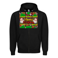 Black merry Christmas with Santa Claus Zipper Hoodie - AdoDesignShop