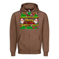 Chestnut merry Christmas with Santa Claus Zipper Hoodie - AdoDesignShop