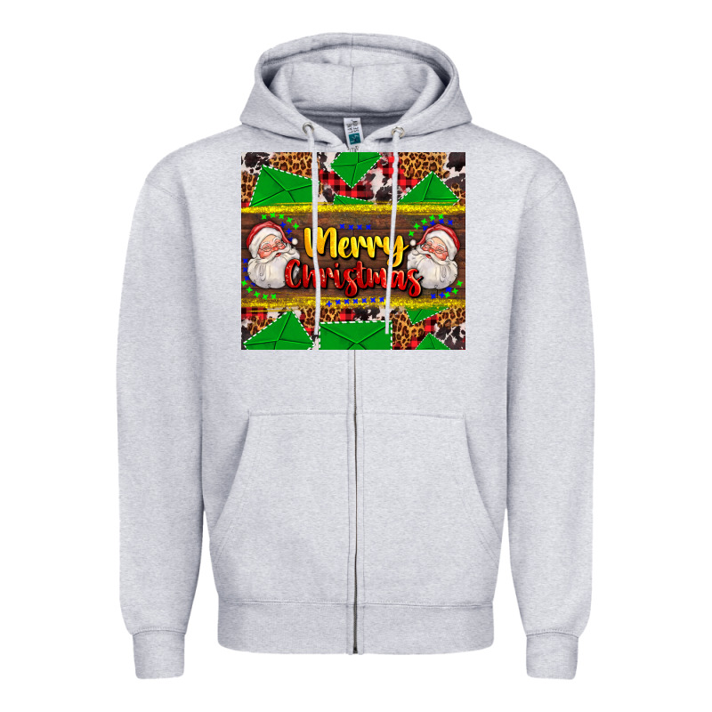 Merry Christmas With Santa Claus Zipper Hoodie by AdoDesignShop | Teevron