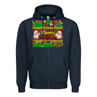 Navy merry Christmas with Santa Claus Zipper Hoodie - AdoDesignShop