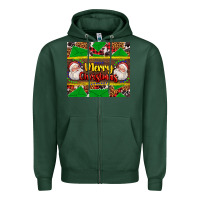 Sports Green merry Christmas with Santa Claus Zipper Hoodie - AdoDesignShop