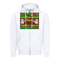 White merry Christmas with Santa Claus Zipper Hoodie - AdoDesignShop