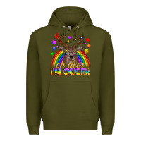 Lgbtq+ Oh Deer I'm Queer Premium Hoodie | Teevron