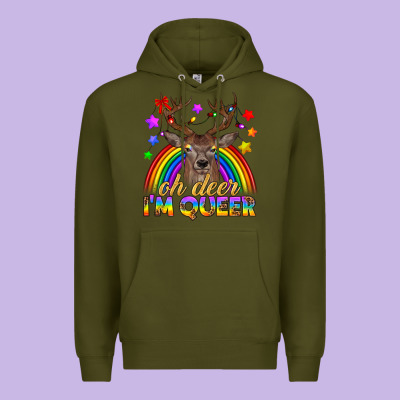 Lgbtq+ Oh Deer I'm Queer Premium Hoodie Designed By Bundleandbundleshop