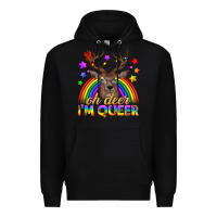 Black LGBTQ+ Oh Deer I'm Queer Premium Hoodie - BundleAndBundleShop
