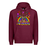 Burgundy LGBTQ+ Oh Deer I'm Queer Premium Hoodie - BundleAndBundleShop