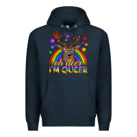 Navy LGBTQ+ Oh Deer I'm Queer Premium Hoodie - BundleAndBundleShop