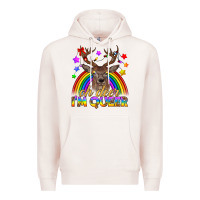Pale Pink LGBTQ+ Oh Deer I'm Queer Premium Hoodie - BundleAndBundleShop