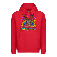 Red LGBTQ+ Oh Deer I'm Queer Premium Hoodie - BundleAndBundleShop