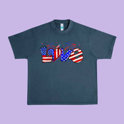 Love 4th Of July Urban Heavy Tee Designed By Zillion Design Studio