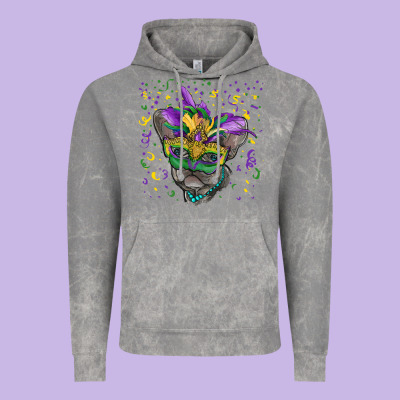 Vintage Hoodie Mardi gras mask french bulldog
