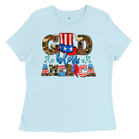 Baby Blue god bless america Ladies Tee - AdoDesignShop