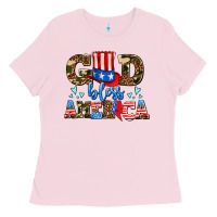 Bubblegum Pink god bless america Ladies Tee - AdoDesignShop