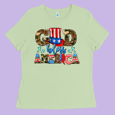 God Bless America Ladies Tee Designed By Adodesignshop