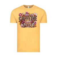 Vintage Mustard i run on caffeine and kisses Vintage Tee - Zillion Design Studio