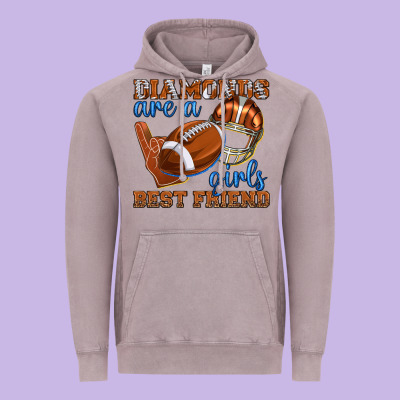 Diamonds Are A Girls Best Friend Football Vintage Hoodie Designed By Texasbilliewilder