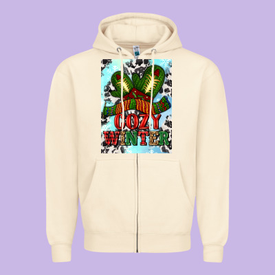 Cozy Winter With Gloves And Scarf Zipper Hoodie Designed By Adodesignshop