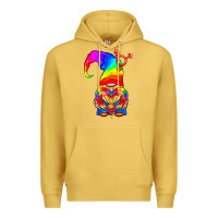 Antique Gold LGBTQ+ Pride Gnome With Heart Balloon Premium Hoodie - BundleAndBundleShop