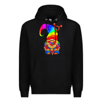 Black LGBTQ+ Pride Gnome With Heart Balloon Premium Hoodie - BundleAndBundleShop