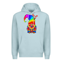 Blue Mist LGBTQ+ Pride Gnome With Heart Balloon Premium Hoodie - BundleAndBundleShop