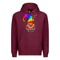 Burgundy LGBTQ+ Pride Gnome With Heart Balloon Premium Hoodie - BundleAndBundleShop