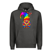 Charcoal Heather LGBTQ+ Pride Gnome With Heart Balloon Premium Hoodie - BundleAndBundleShop