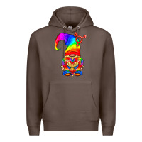 Coffee LGBTQ+ Pride Gnome With Heart Balloon Premium Hoodie - BundleAndBundleShop