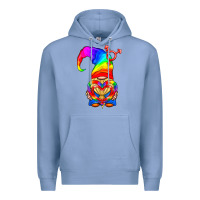 Colony Blue LGBTQ+ Pride Gnome With Heart Balloon Premium Hoodie - BundleAndBundleShop