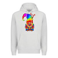 Dove Grey LGBTQ+ Pride Gnome With Heart Balloon Premium Hoodie - BundleAndBundleShop