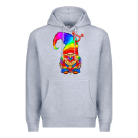 Heather Grey LGBTQ+ Pride Gnome With Heart Balloon Premium Hoodie - BundleAndBundleShop
