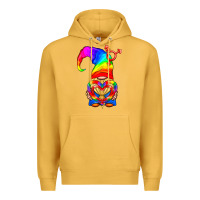 Mustard LGBTQ+ Pride Gnome With Heart Balloon Premium Hoodie - BundleAndBundleShop