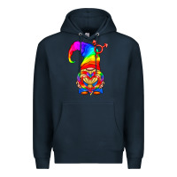 Navy LGBTQ+ Pride Gnome With Heart Balloon Premium Hoodie - BundleAndBundleShop