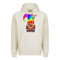 Oatmeal Heather LGBTQ+ Pride Gnome With Heart Balloon Premium Hoodie - BundleAndBundleShop
