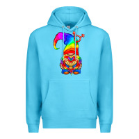 Ocean Blue LGBTQ+ Pride Gnome With Heart Balloon Premium Hoodie - BundleAndBundleShop