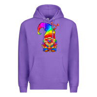 Purple LGBTQ+ Pride Gnome With Heart Balloon Premium Hoodie - BundleAndBundleShop