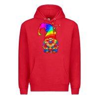 Red LGBTQ+ Pride Gnome With Heart Balloon Premium Hoodie - BundleAndBundleShop