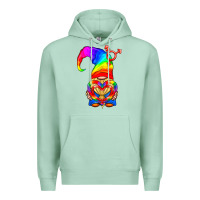 Seafoam LGBTQ+ Pride Gnome With Heart Balloon Premium Hoodie - BundleAndBundleShop