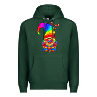 Sports Green LGBTQ+ Pride Gnome With Heart Balloon Premium Hoodie - BundleAndBundleShop