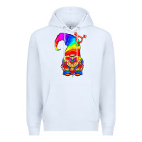 White LGBTQ+ Pride Gnome With Heart Balloon Premium Hoodie - BundleAndBundleShop