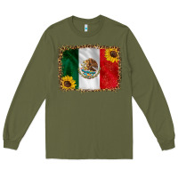 Army Green mexico flag background Long Sleeve Tee - HRA Design Shop