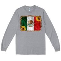 Heather Grey mexico flag background Long Sleeve Tee - HRA Design Shop