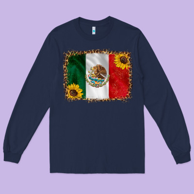 Mexico Flag Background Long Sleeve Tee Designed By Hra Design Shop