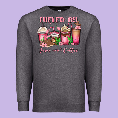 Fueled By Jesus And Coffee Premium Sweatshirt Designed By Maliassmallbusiness
