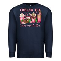 Navy fueled by jesus and coffee Premium Sweatshirt - MaliasSmallBusiness