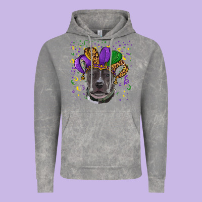 Vintage Hoodie Mardi Gras Pitbull with Hat